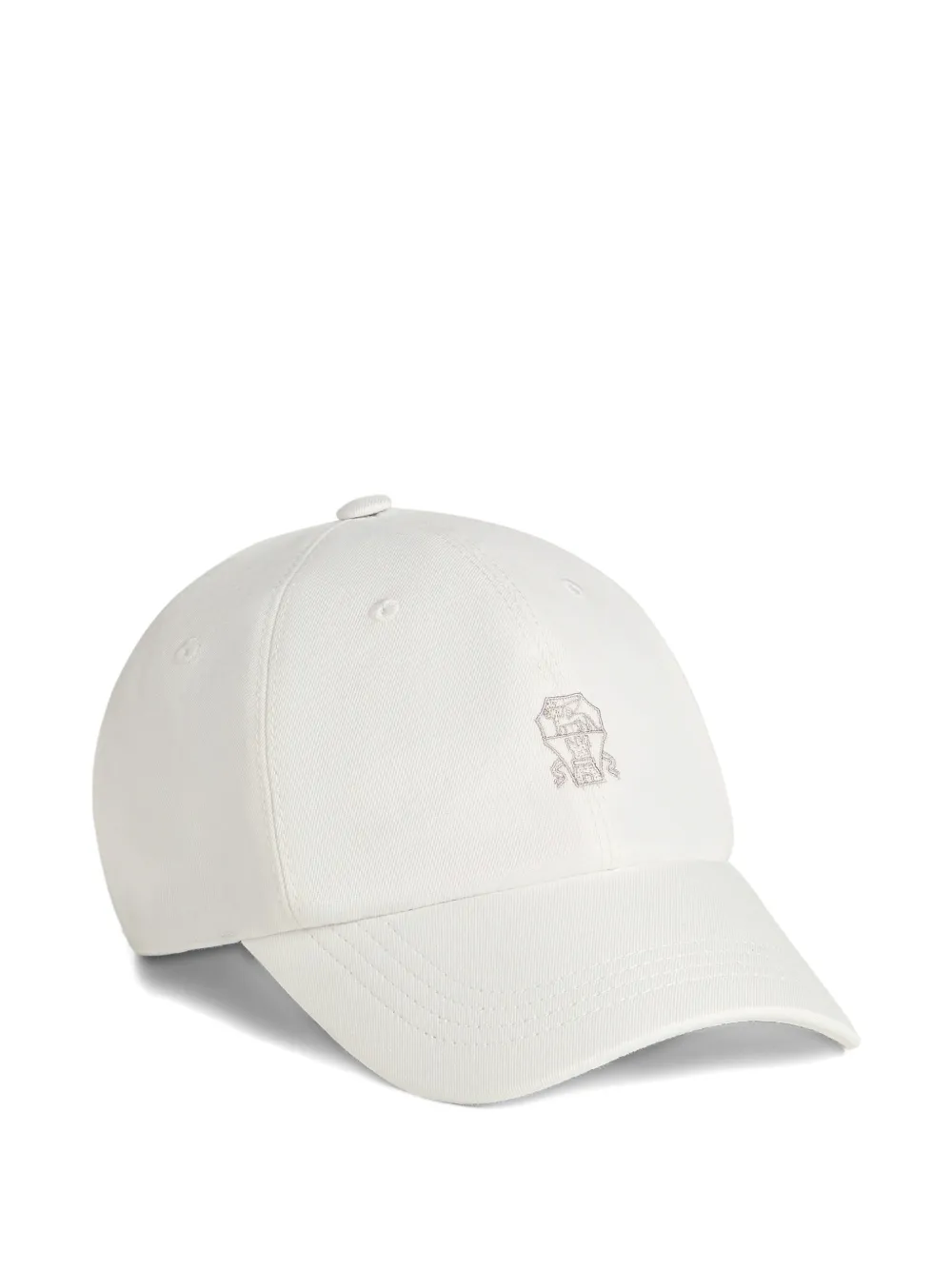 Brunello Cucinelli Kids garment-dyed baseball cap in twisted cotton gabardine with logo - Bianco