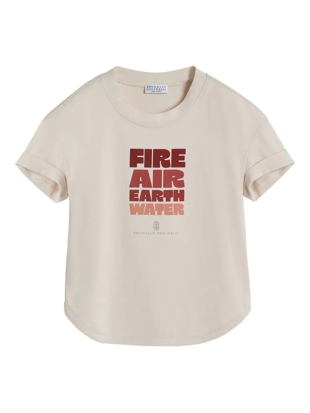 Brunello Cucinelli Kids T-shirt in cotone con stampa - Toni neutri