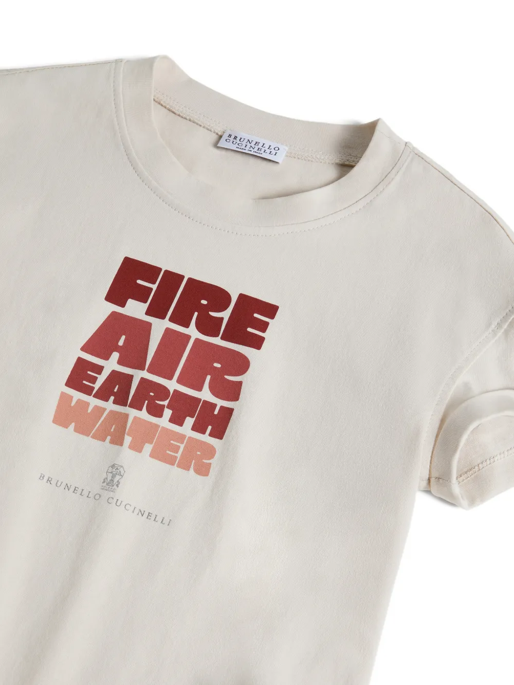  Brunello Cucinelli Kids Printed Cotton T-shirt - Neutrals 