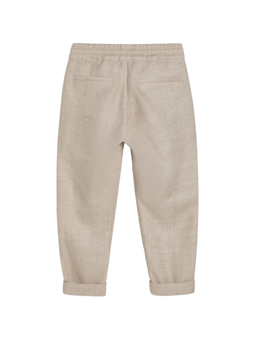 Silk, Linen And Wool Hopsack Trousers With Drawstring And Pleats