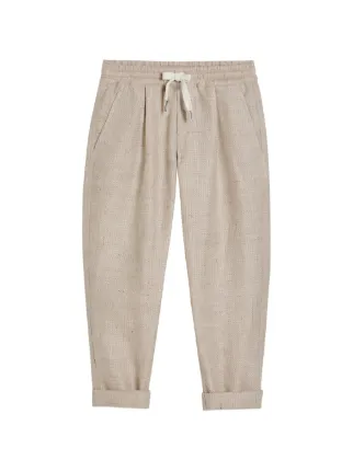 Brunello Cucinelli Kids silk, Linen And Wool Hopsack Trousers With