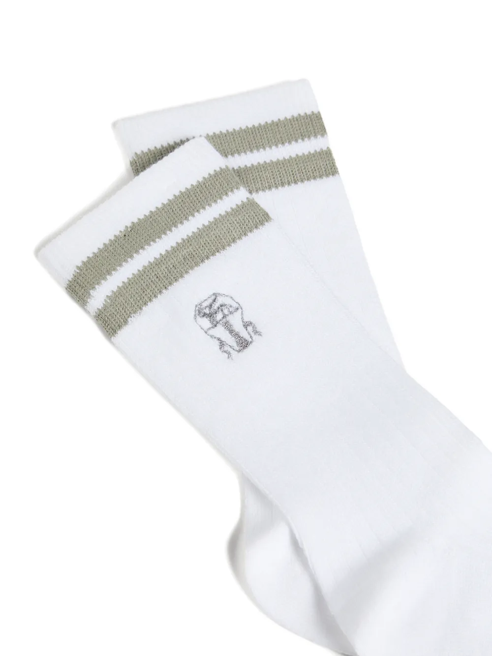 Brunello Cucinelli Kids Gestreepte geribbelde sokken Wit