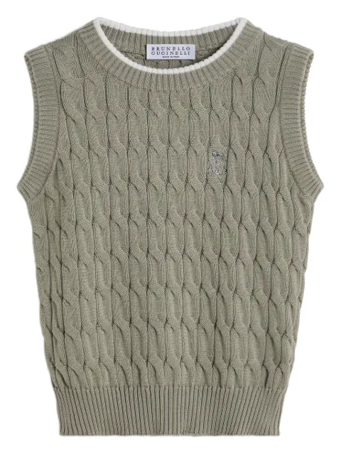 Brunello Cucinelli Kids chaleco de algodón en tejido de ochos