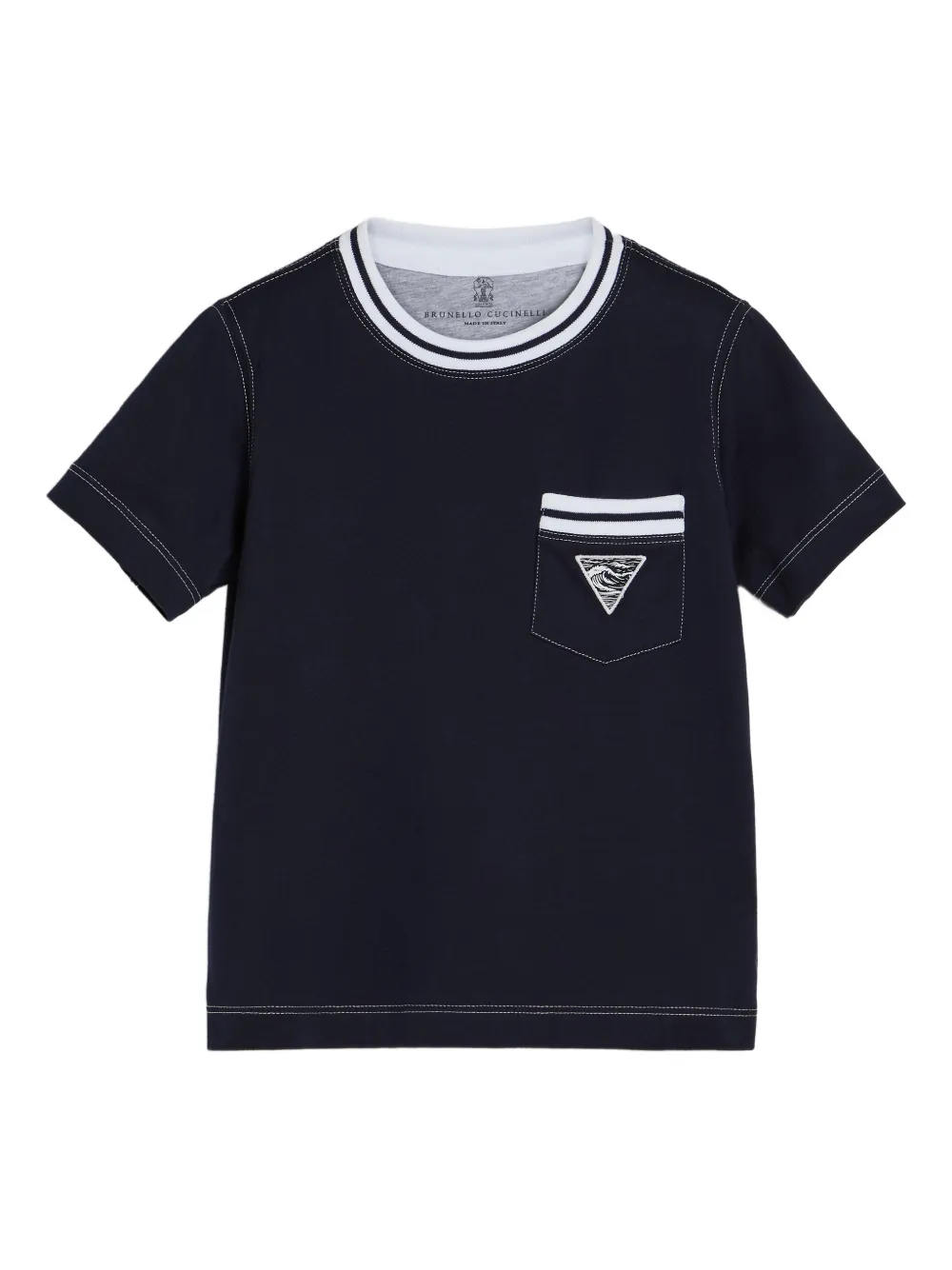 Brunello Cucinelli Kids T-shirt con ricamo - Blu