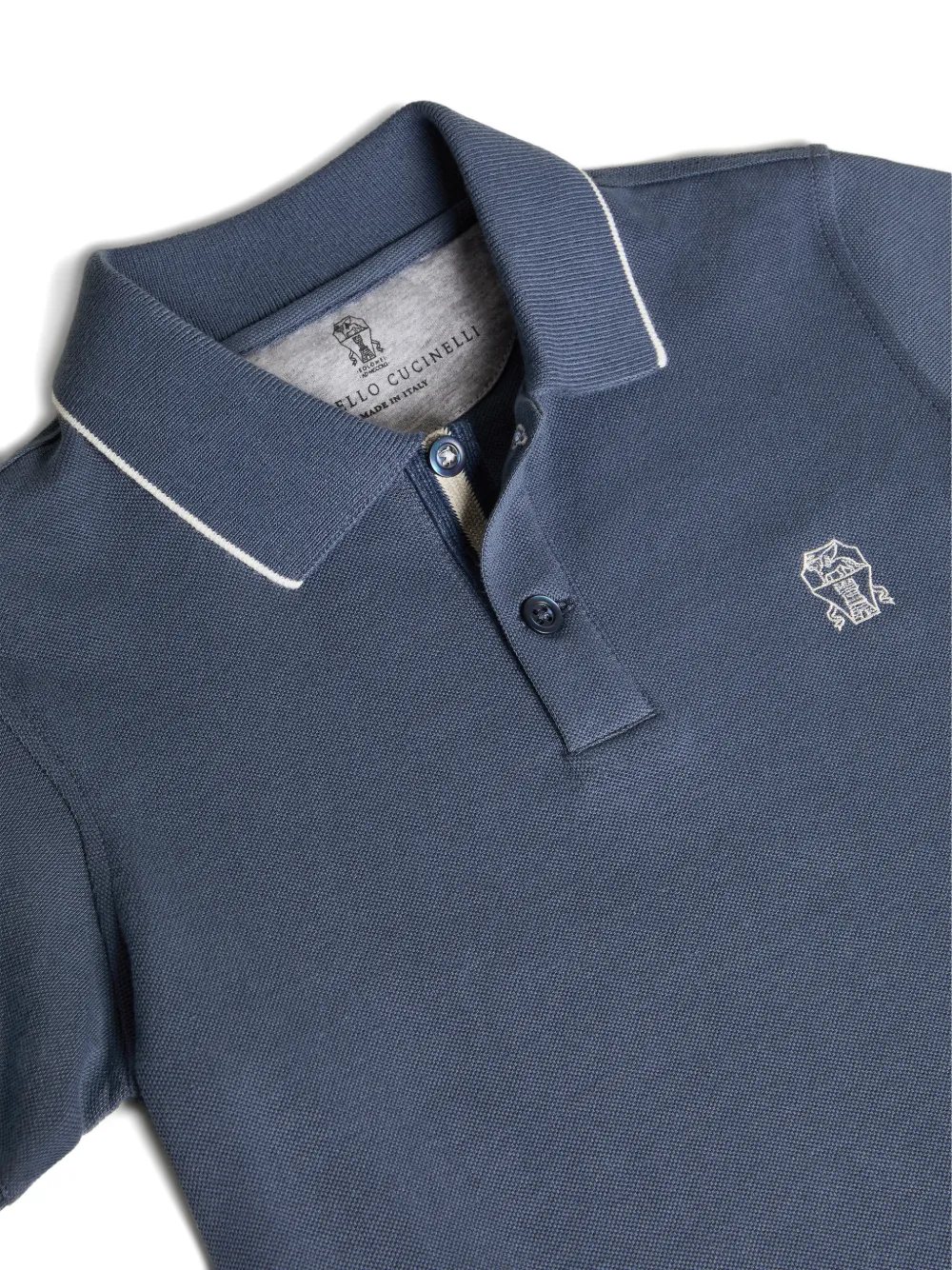  Brunello Cucinelli Kids Logo Polo Shirt - Blue 