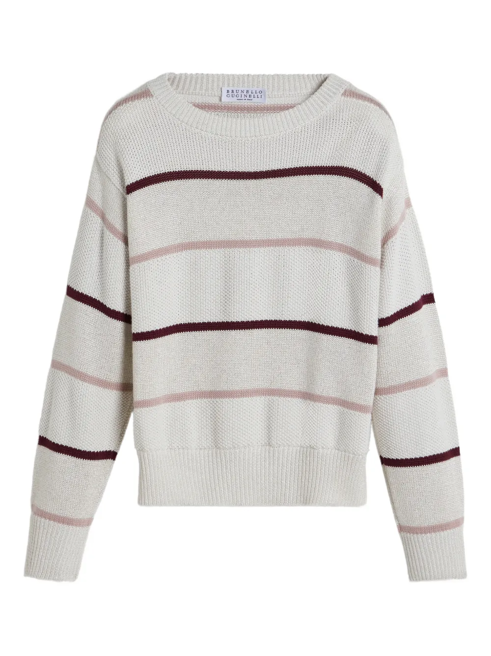 Brunello Cucinelli Kids Maglione in cotone a righe - Bianco