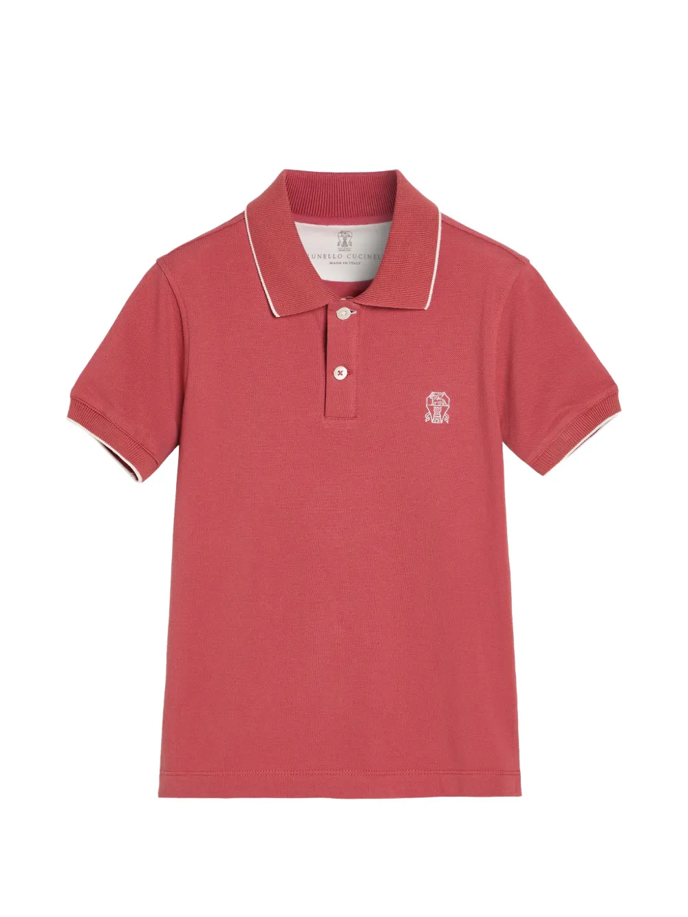 Brunello Cucinelli Kids logo cotton polo shirt - Rosso