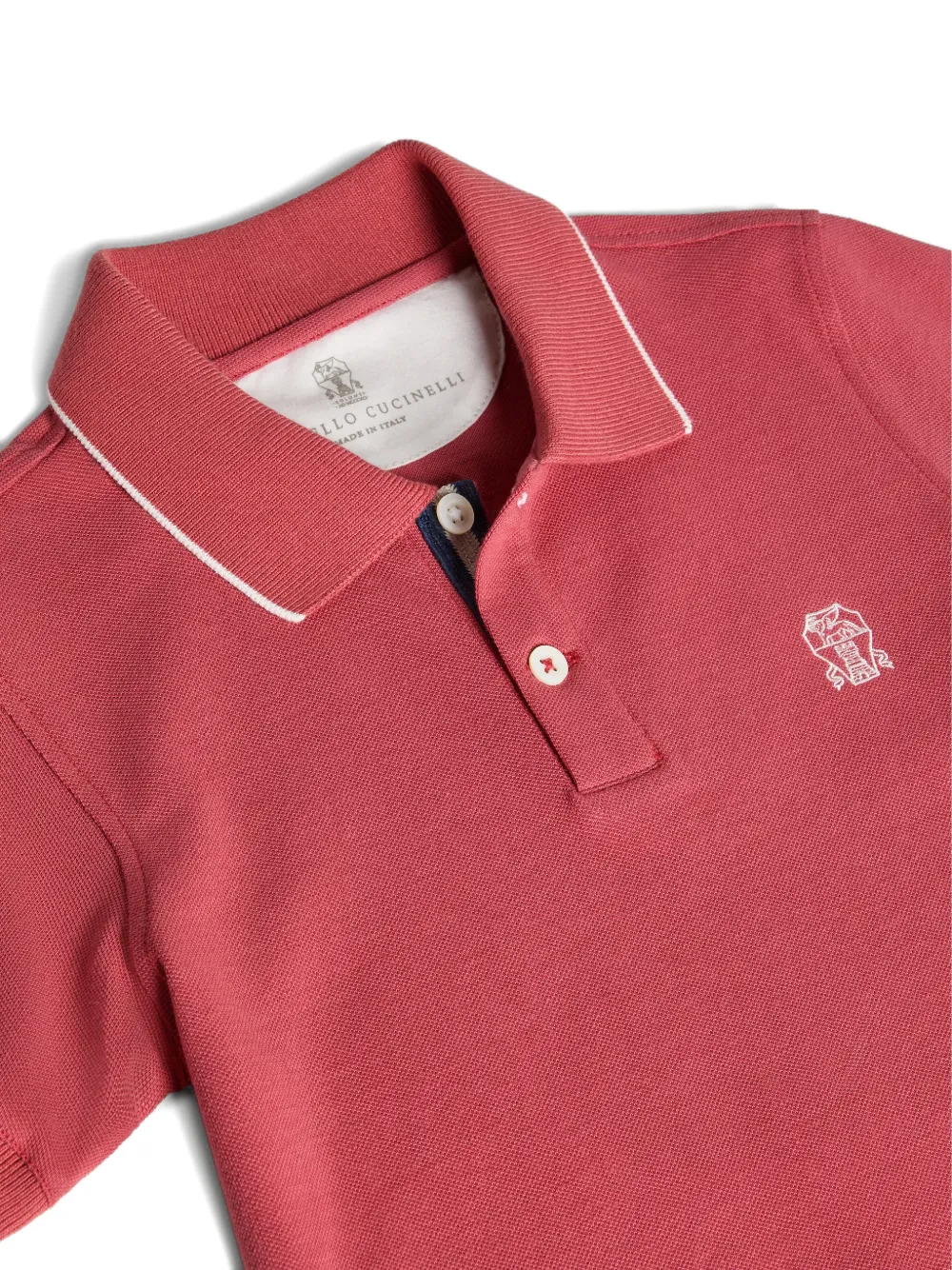 Brunello Cucinelli Kids Katoenen poloshirt met logo Rood