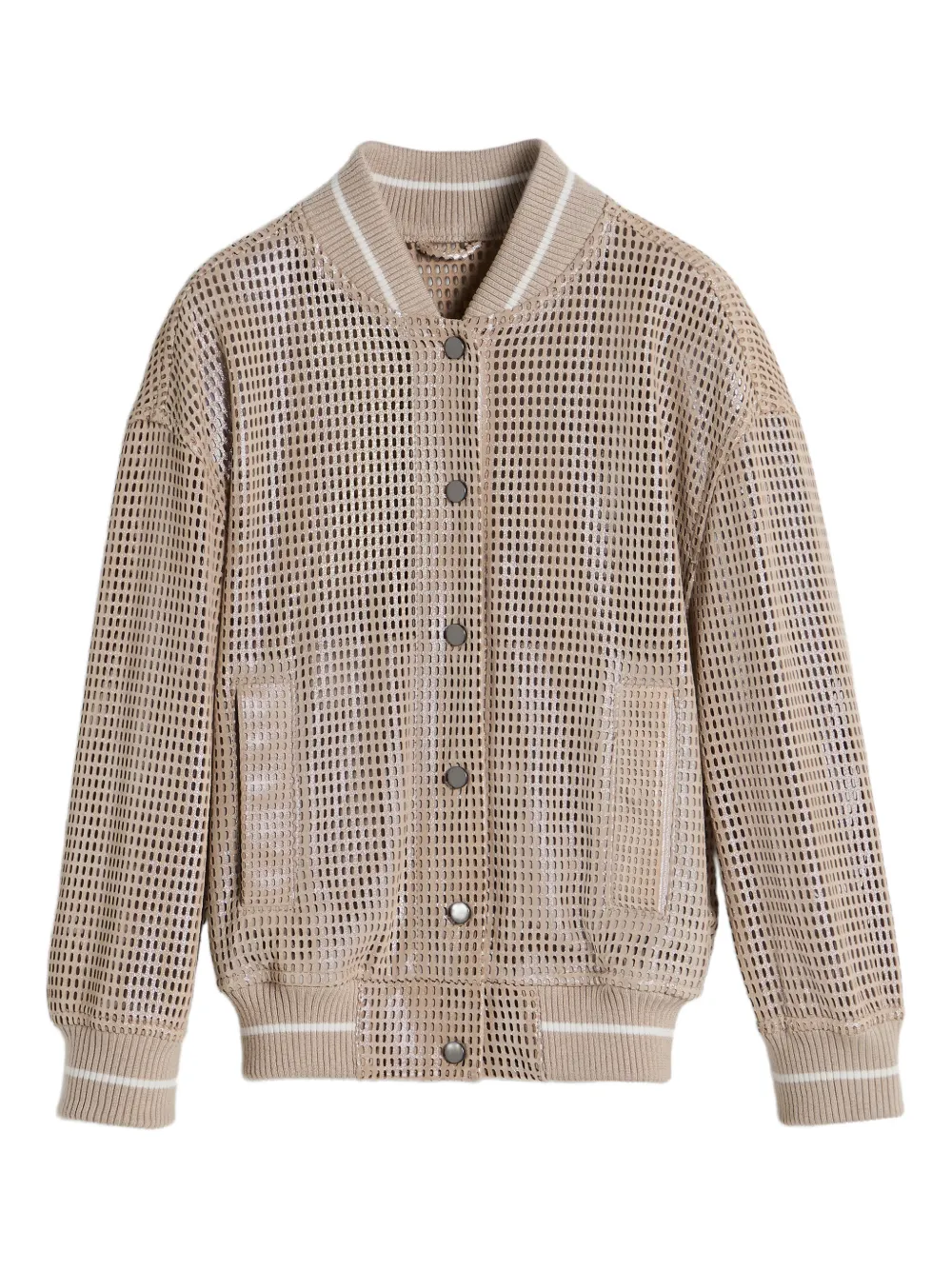 Brunello Cucinelli Kids Giacca in pelle traforata - Toni neutri