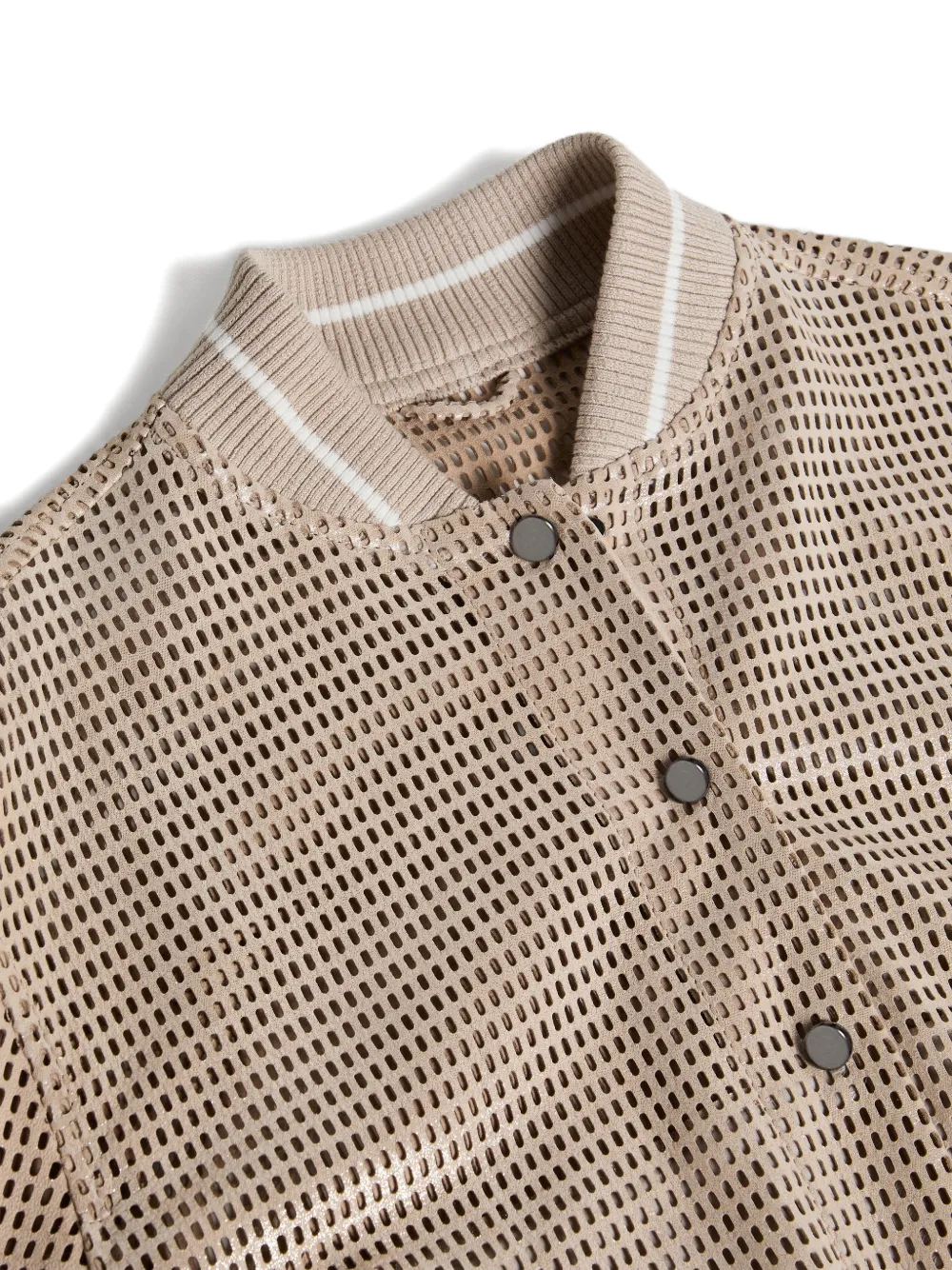 Perforated Leather Bomber Jacket