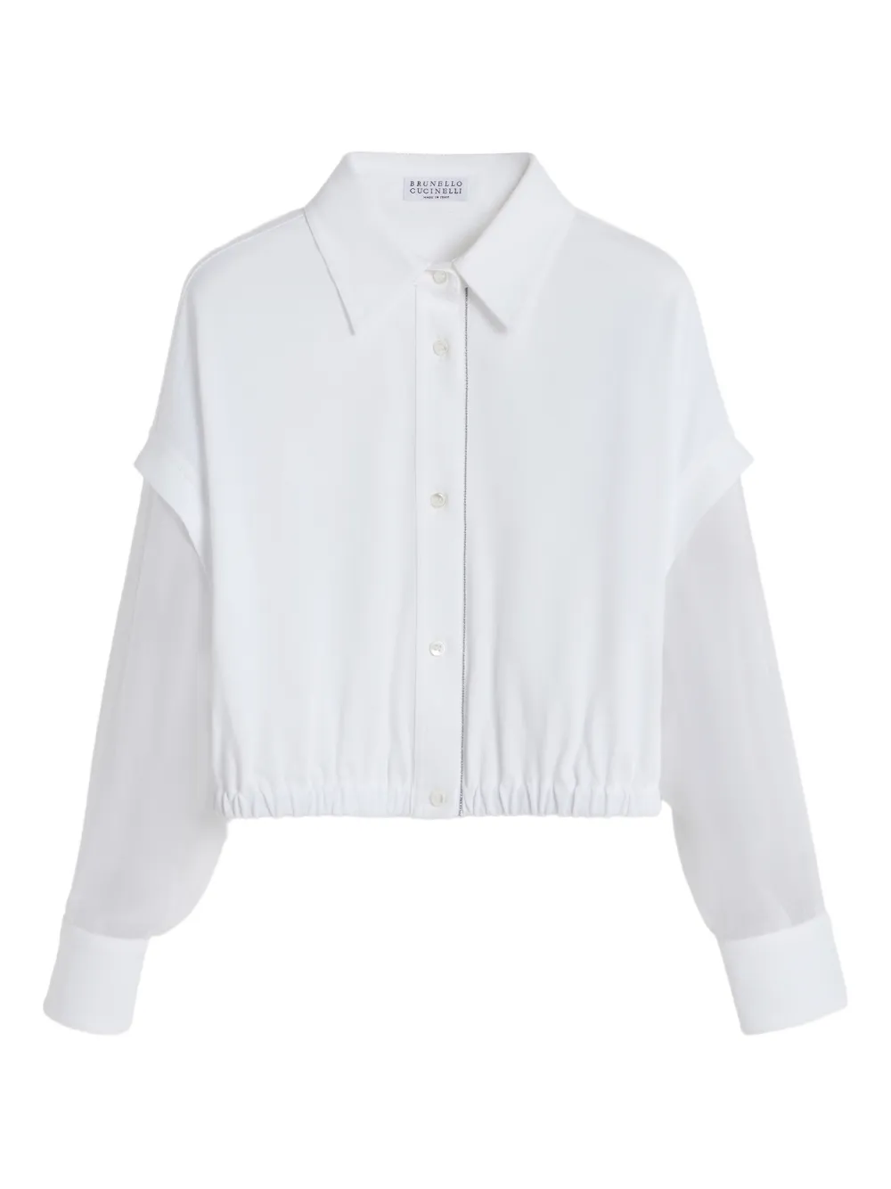 Brunello Cucinelli Kids Camicia con maniche semi trasparenti - Bianco