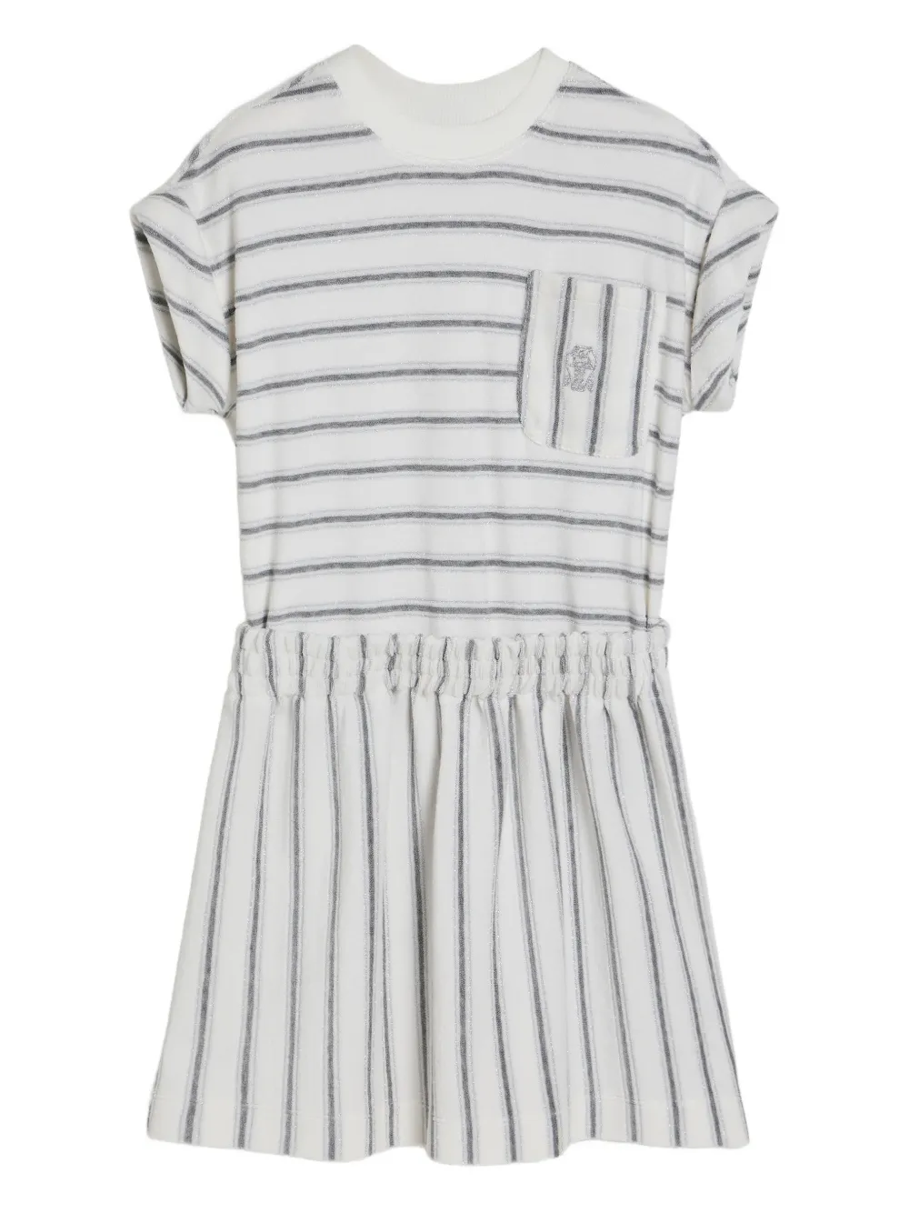 Brunello Cucinelli Kids Abito a righe - Bianco