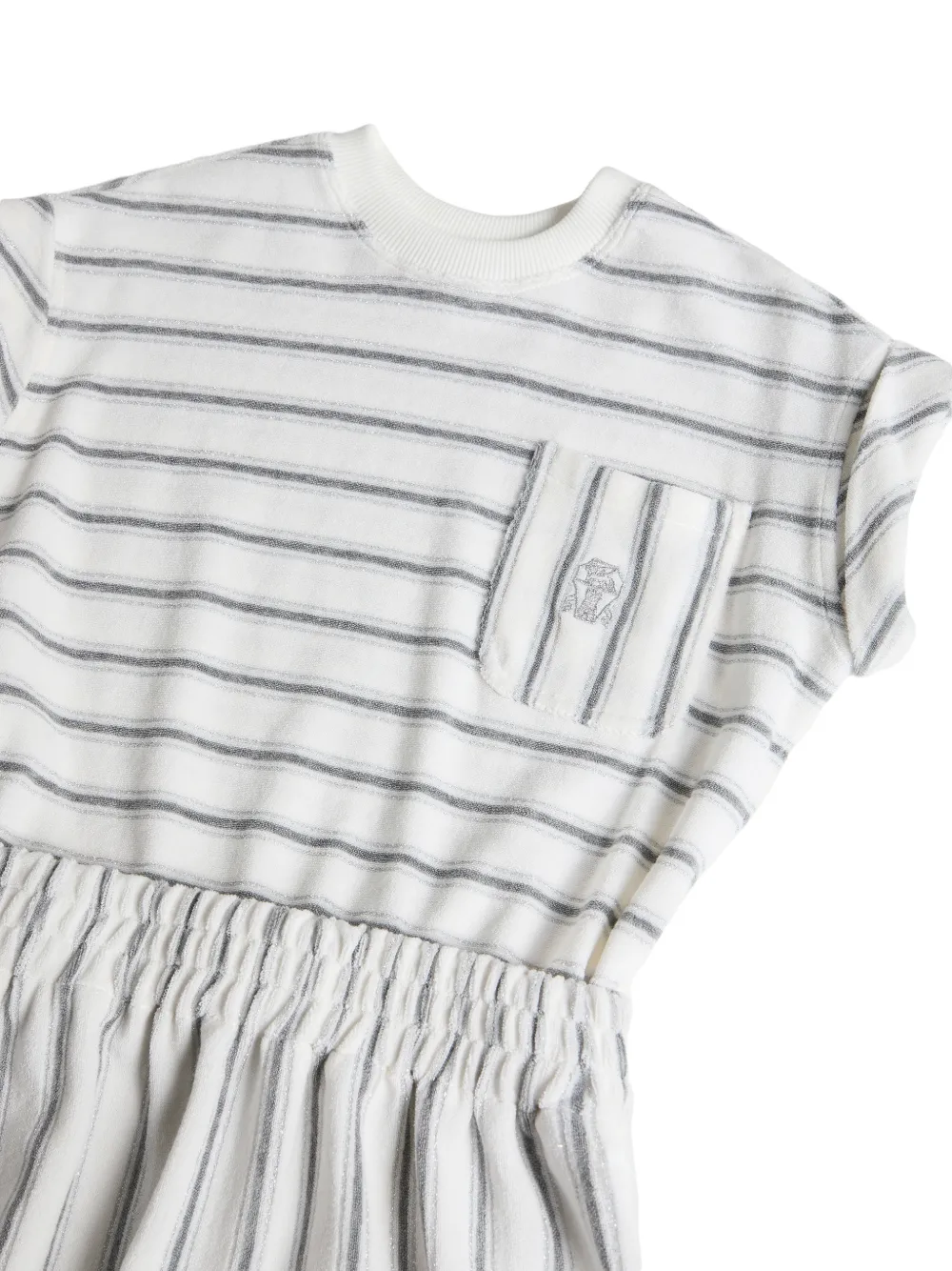  Brunello Cucinelli Kids Striped Jersey Dress - White 