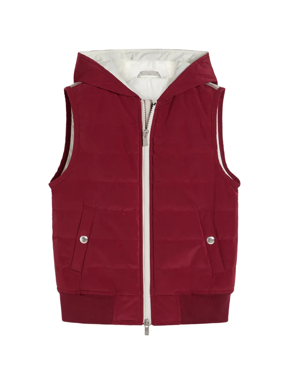 Brunello Cucinelli Kids bonded nylon hooded vest with Thermore® padding - Rosso