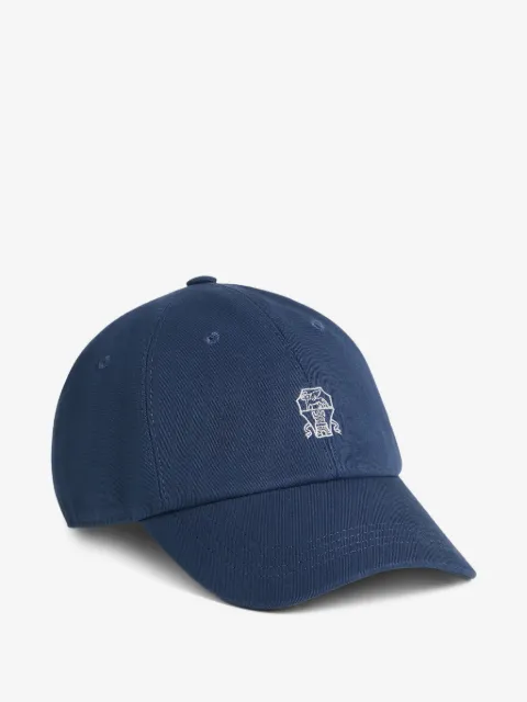 Brunello Cucinelli Kids garment-dyed baseball cap in twisted cotton gabardine with logo