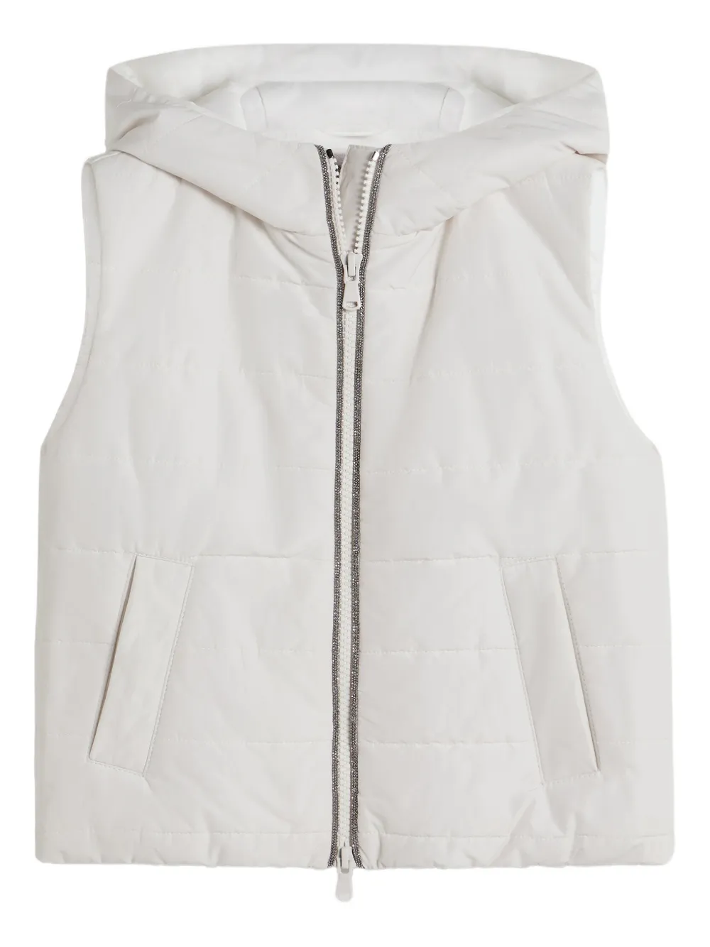 Brunello Cucinelli Kids Daunenweste mit Kapuze - Weiß