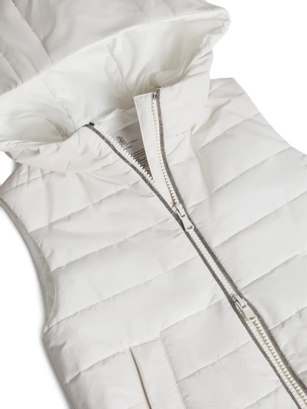 Brunello Cucinelli Kids Bodywarmer met capuchon Wit