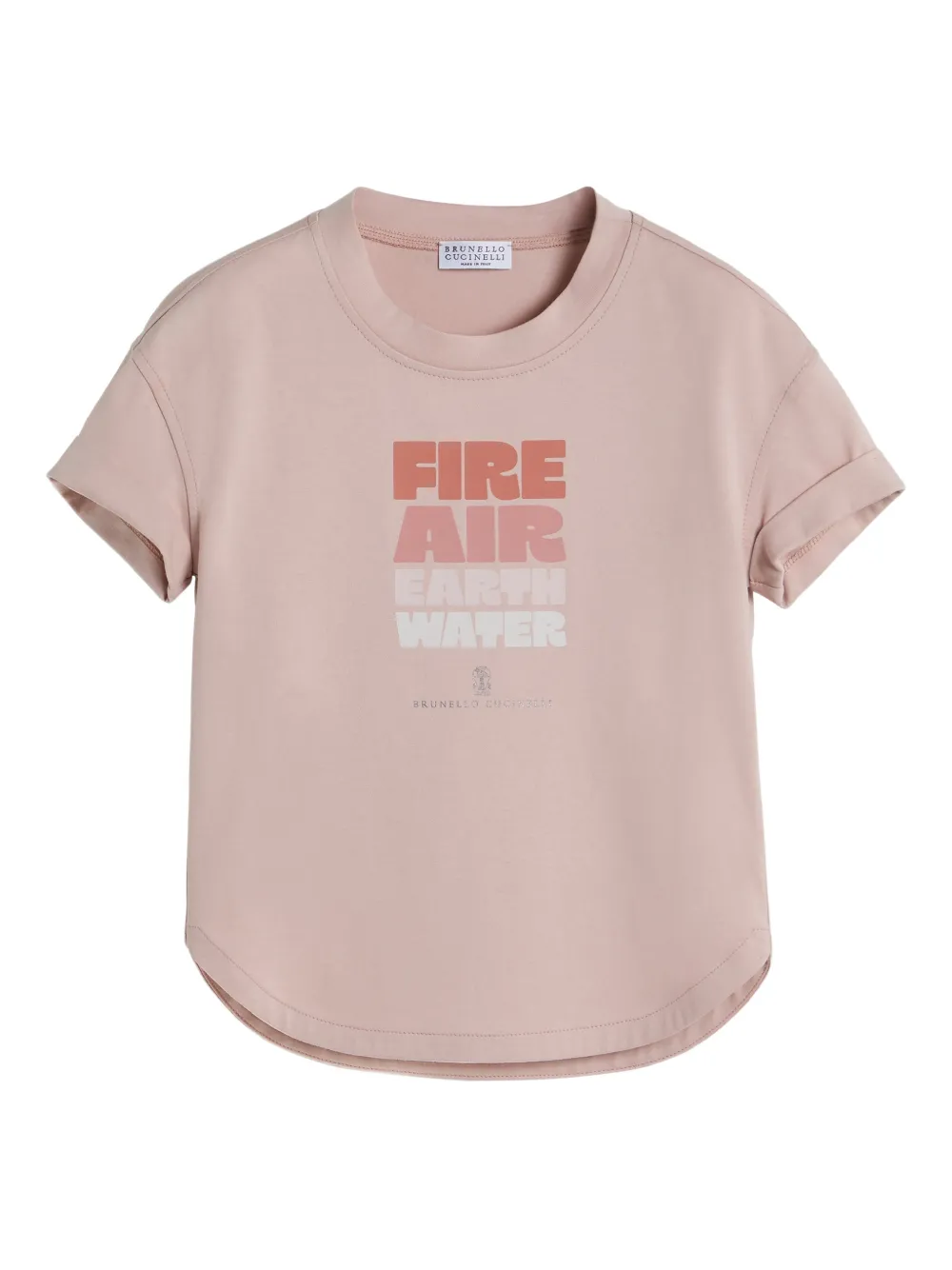 Brunello Cucinelli Kids T-shirt in jersey con stampa - Rosa
