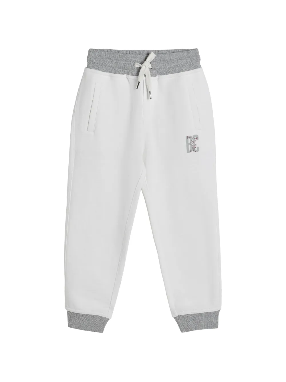 Brunello Cucinelli Kids cotton and linen mélange French terry trousers with print - Grigio