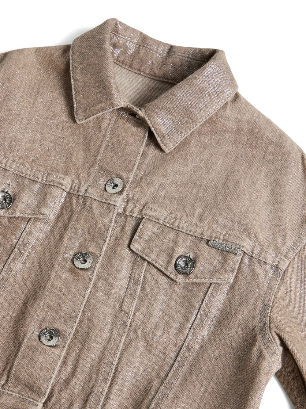  Brunello Cucinelli Kids Chest-pocket Denim Jacket - Neutrals 