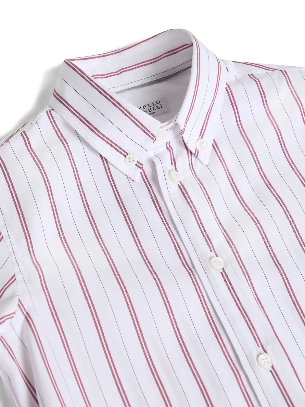 Brunello Cucinelli Kids Gestreept button-down shirt met kraag Wit