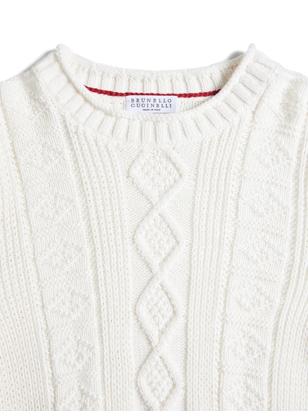  Brunello Cucinelli Kids Fisherman-cable Sweater - White 