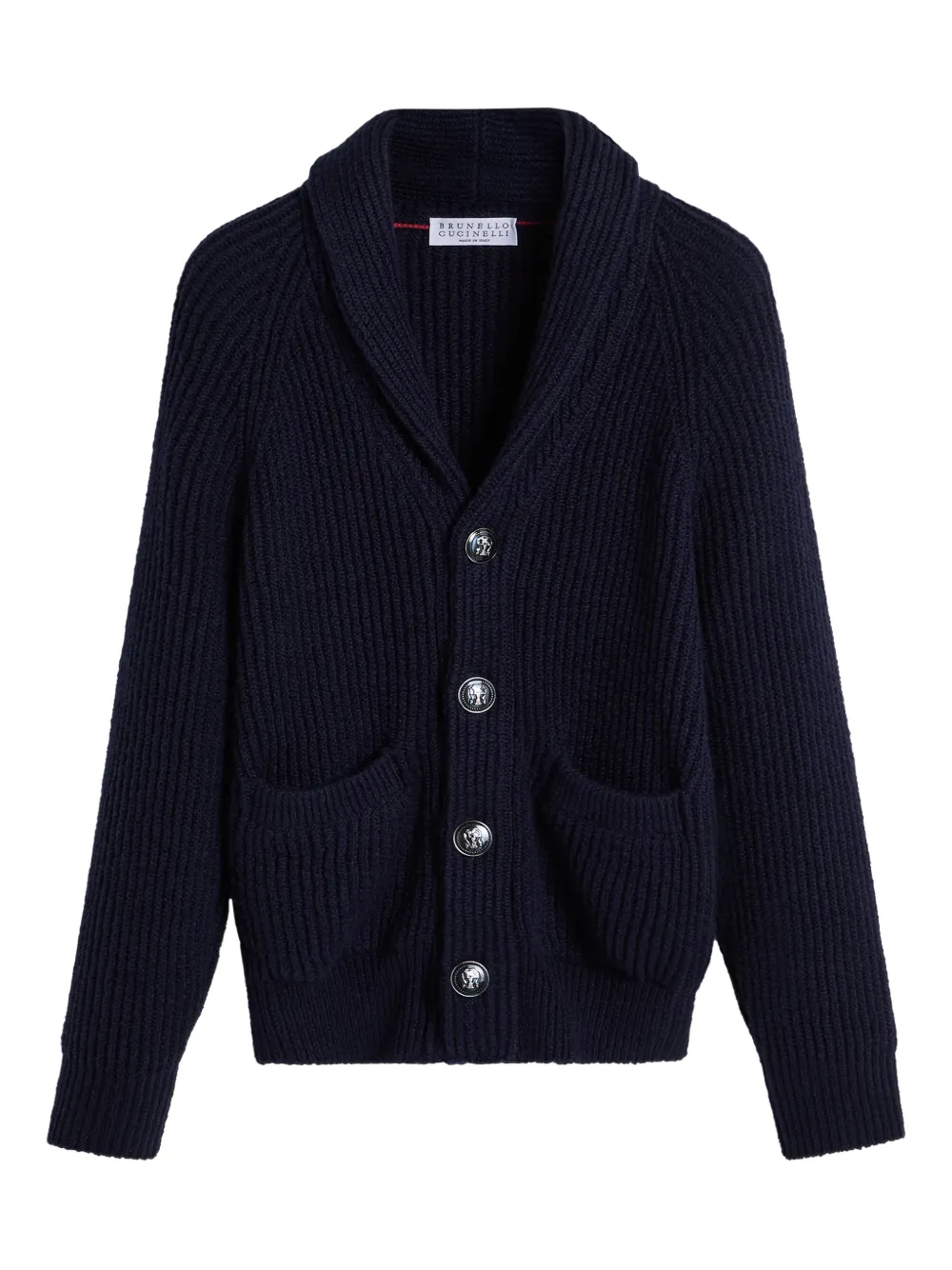 Brunello Cucinelli Kids Cardigan a coste - Blu