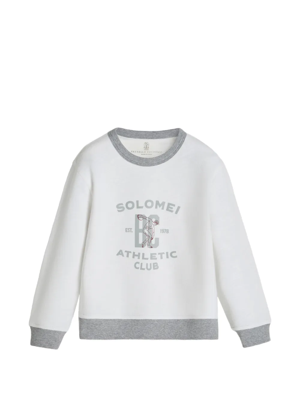 Brunello Cucinelli Kids cotton and linen mélange French-terry sweatshirt with print - Grigio