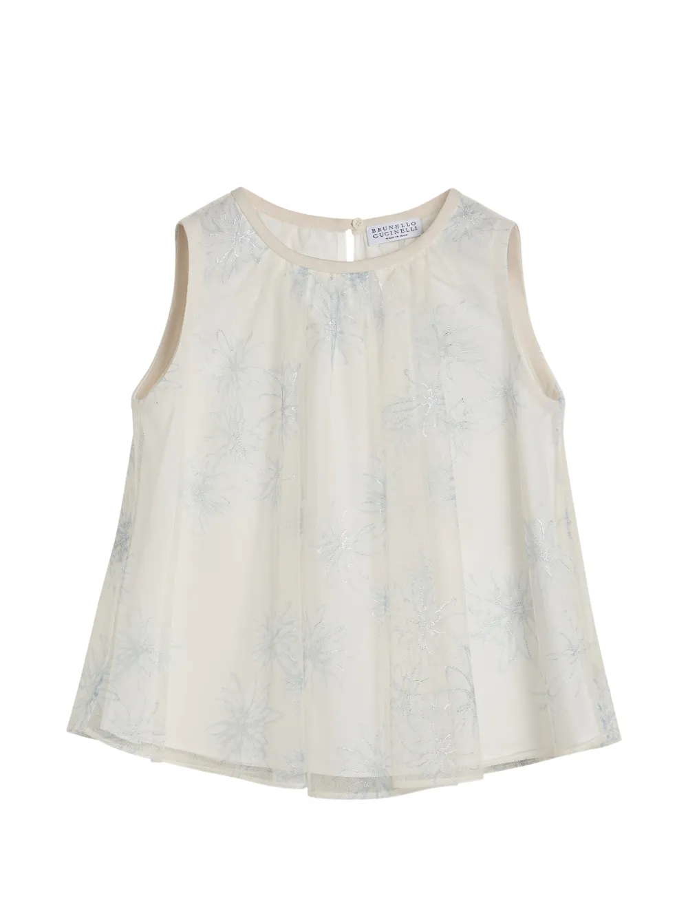 Brunello Cucinelli Kids sparkling daisy print tulle top - Toni neutri