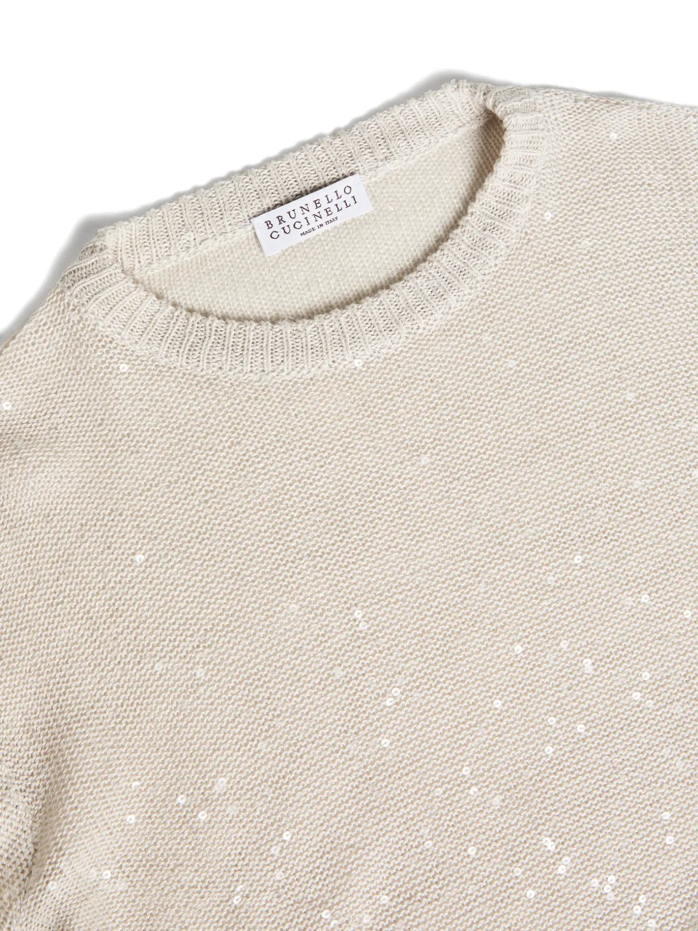  Brunello Cucinelli Kids Linen And Silk Diamond Yarn Sweater - Neutrals 