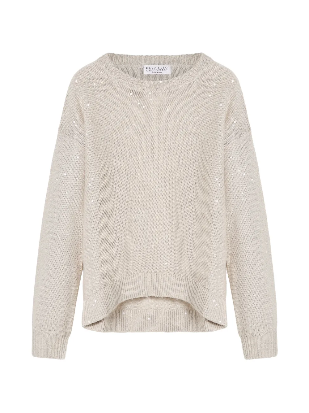 Brunello Cucinelli Kids linen and silk Diamond yarn sweater - Toni neutri