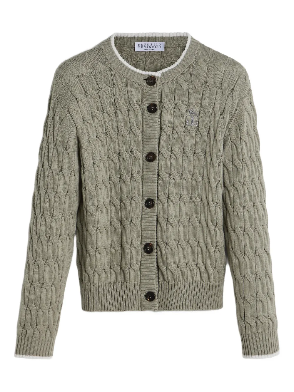 Brunello Cucinelli Kids Cardigan in maglia a trecce - Verde