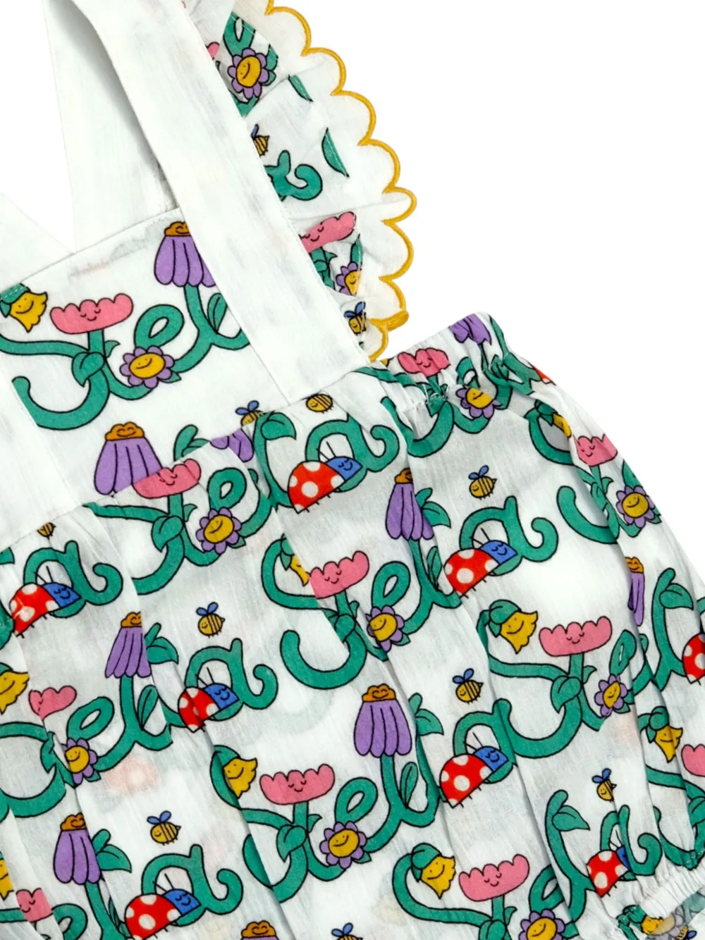 Stella McCartney Kids Tuinbroek met ruches en bloemenprint Wit