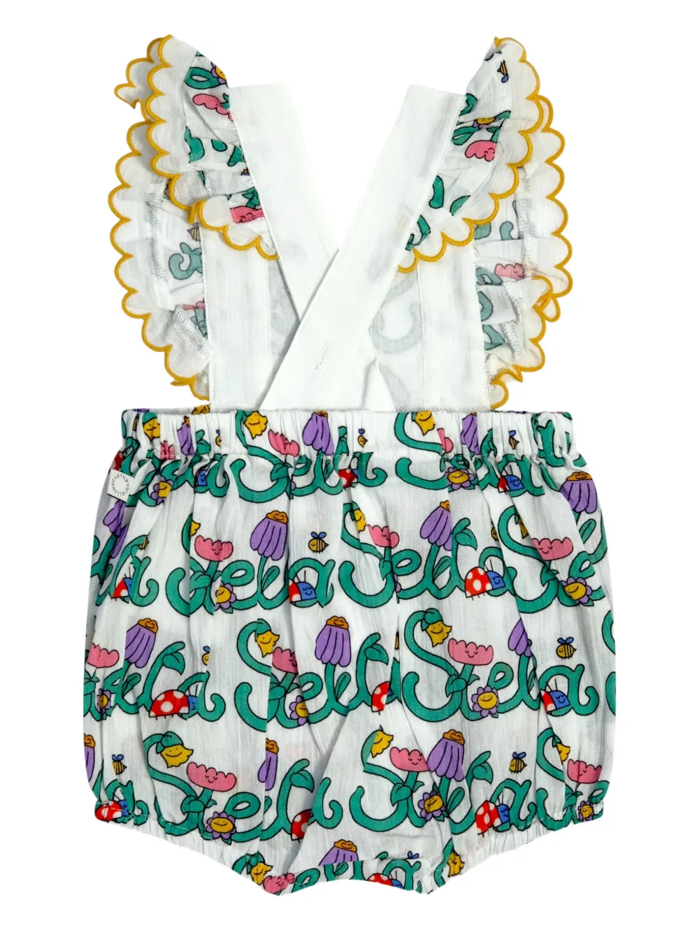Stella McCartney Kids Tuinbroek met ruches en bloemenprint Wit
