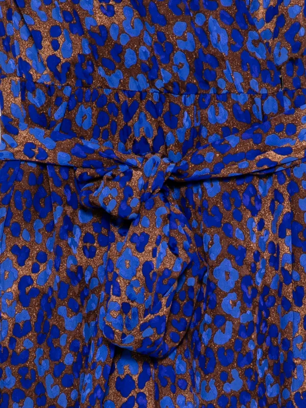 Saint Laurent Pre-Owned 1980s leopard-pattern Midi Dress | Blue