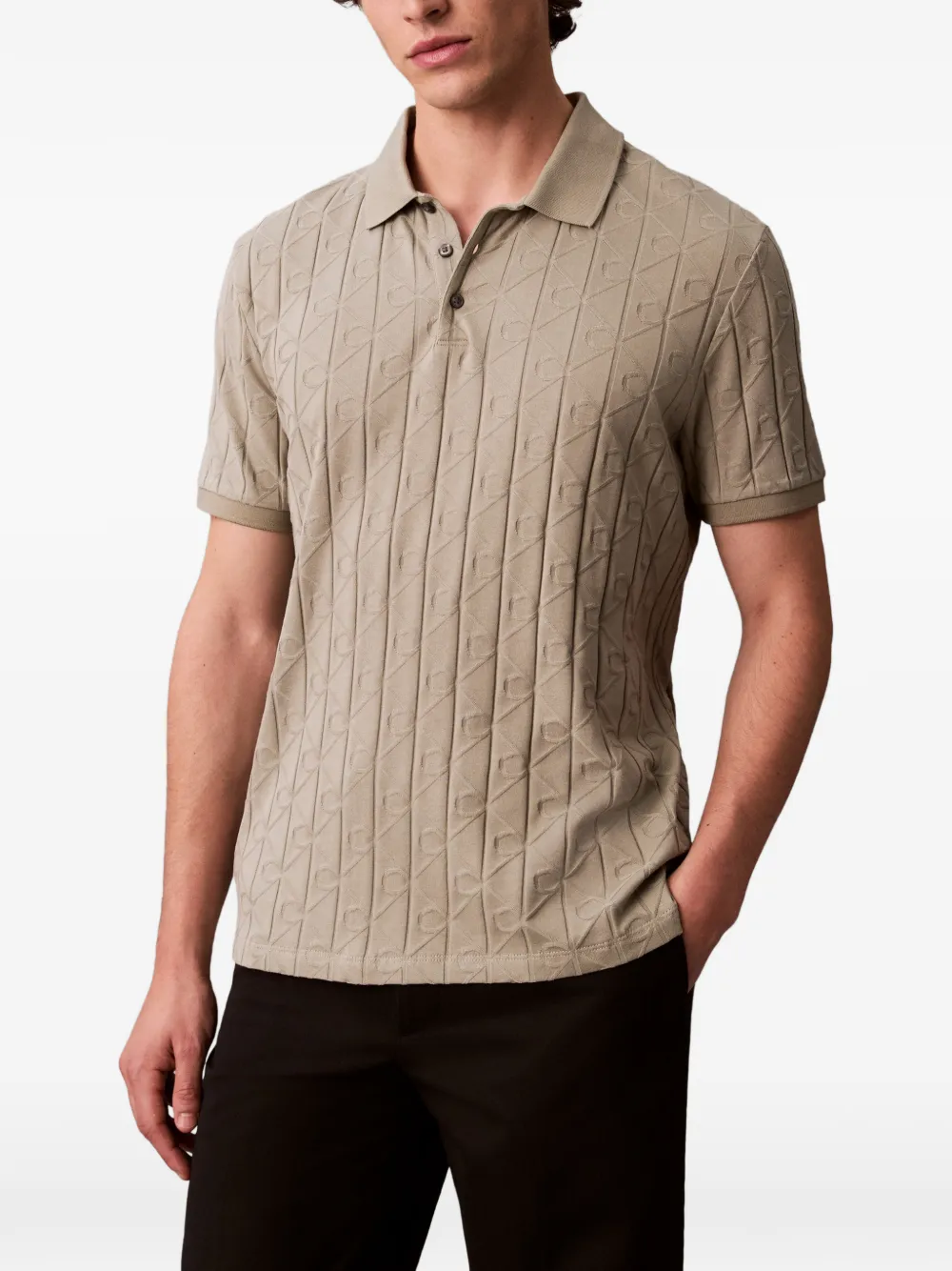 Calvin Klein embossed short-sleeve polo shirt - Nude