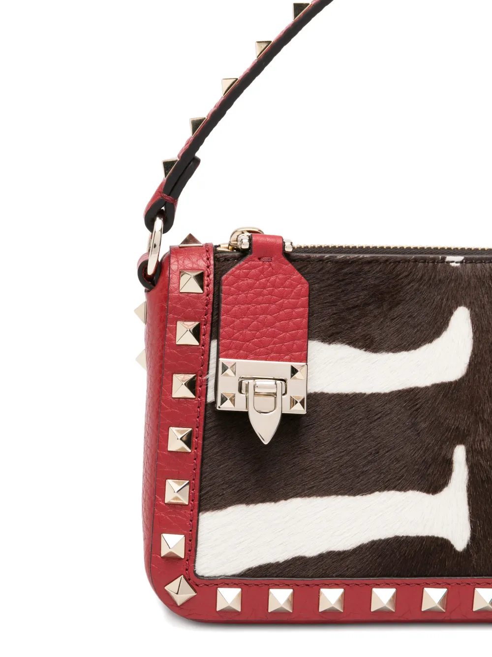 Valentino Garavani Rockstud kleine crossbodytas van kalfsleer met pony-effect Rood