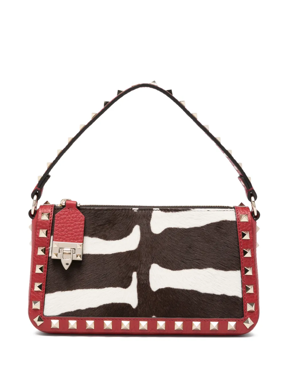 Valentino Garavani Borsa tote Rockstud con stampa - Rosso