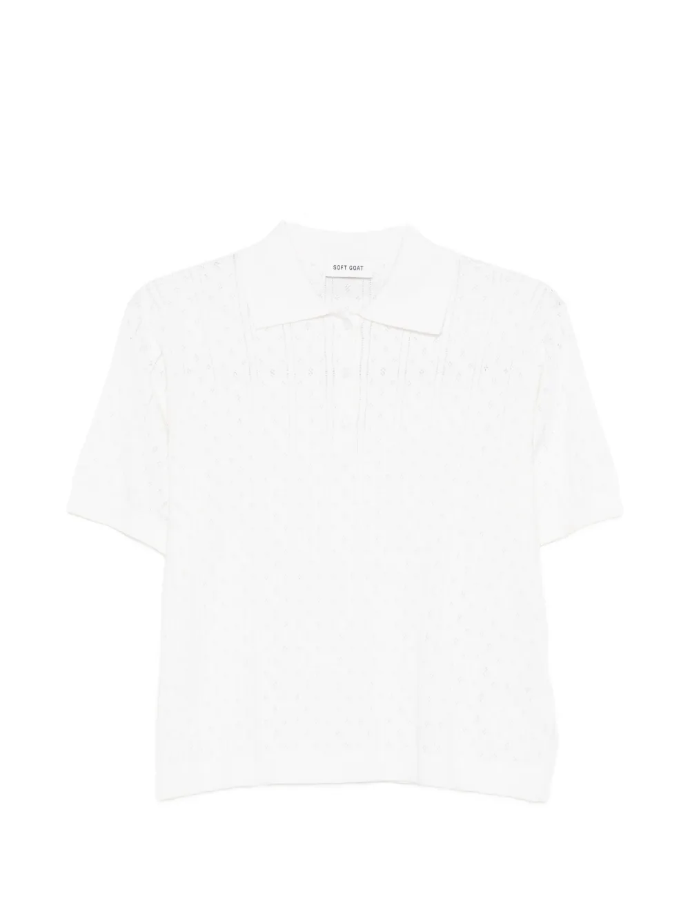 Soft Goat pointelle polo top - Bianco