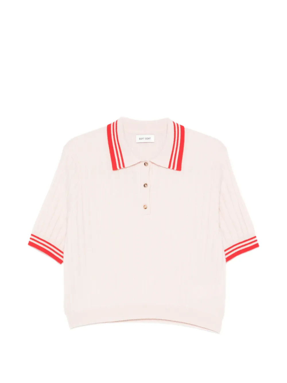 Soft Goat striped polo top - Rosa
