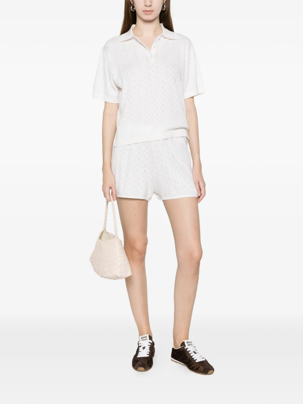  Soft Goat Pointelle Mini Shorts - White 