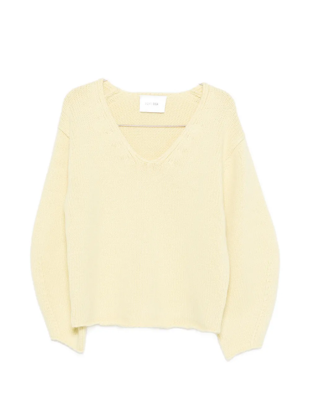 Soft Goat puff-sleeve V-neck sweater - Giallo