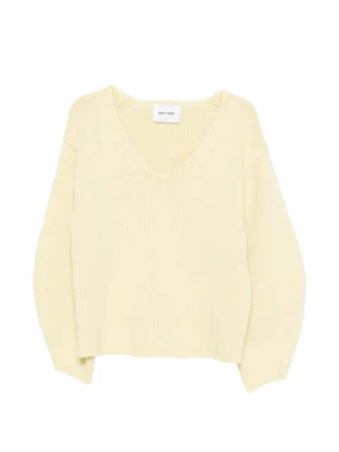 Soft Goat puff-sleeve V-neck sweater