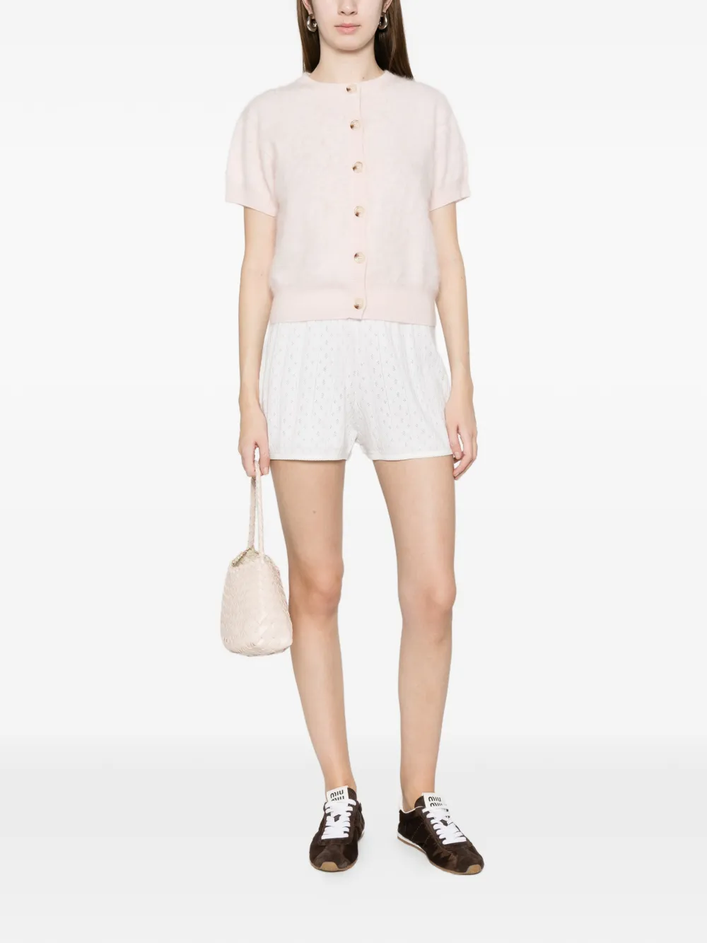 Brushed Short-Sleeve Cardigan