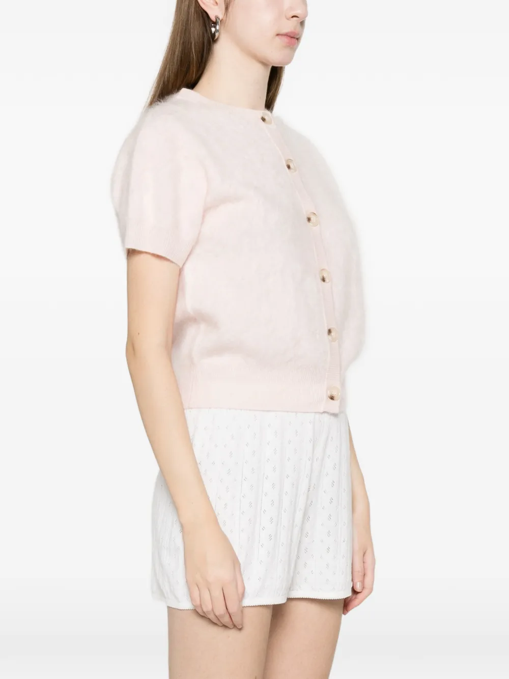 Brushed Short-Sleeve Cardigan
