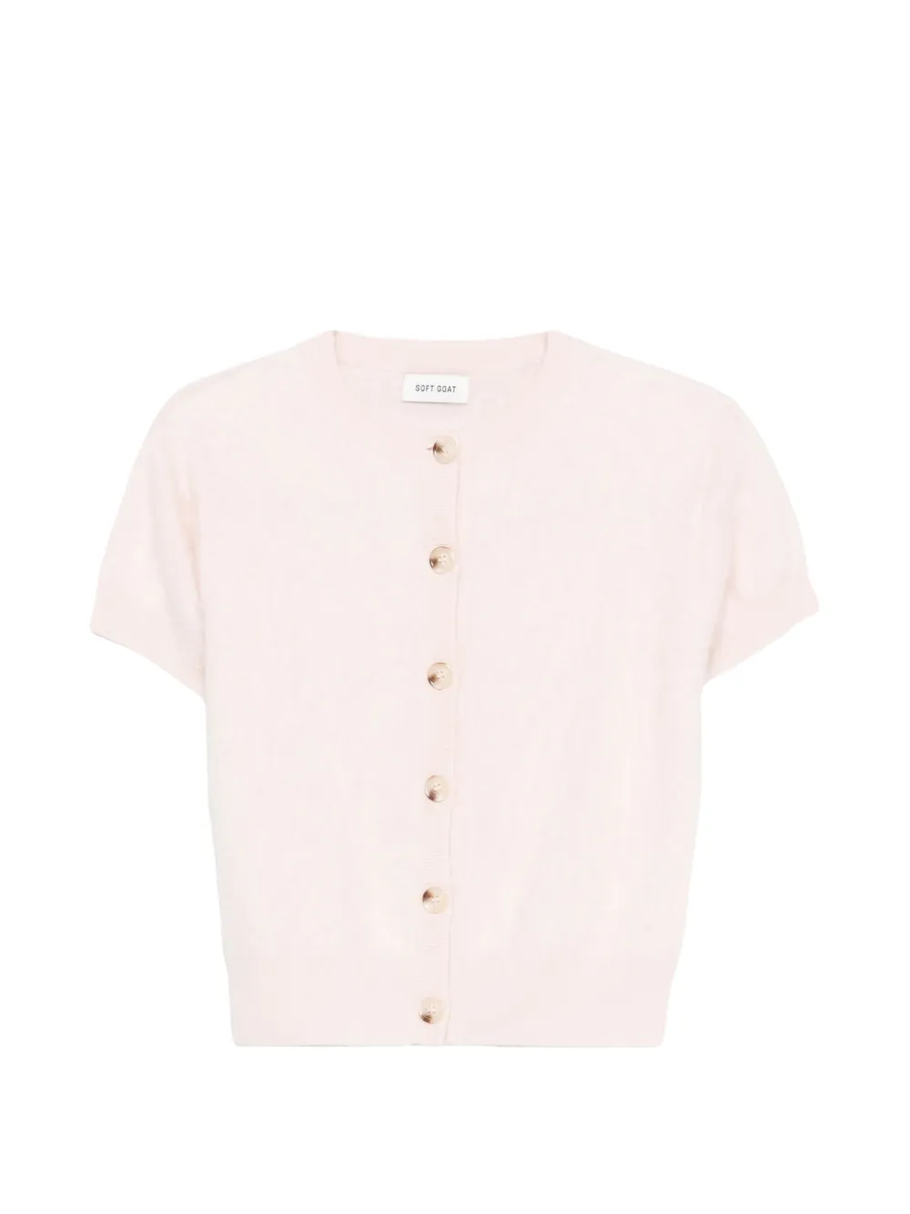 Soft Goat brushed short-sleeve cardigan - Rosa