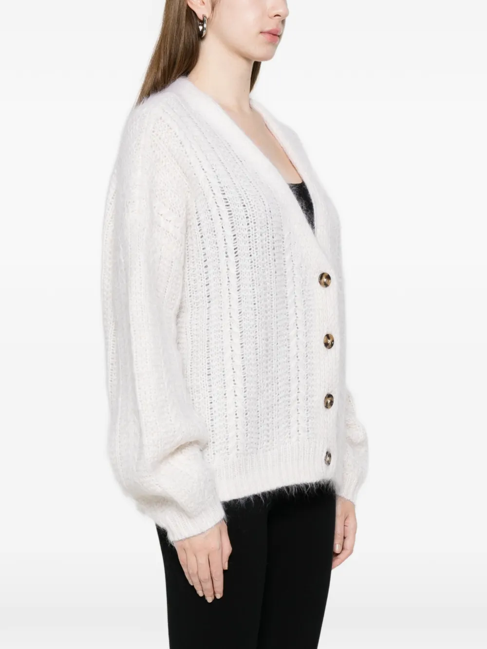  Soft Goat Buttoned Cardigan - White 