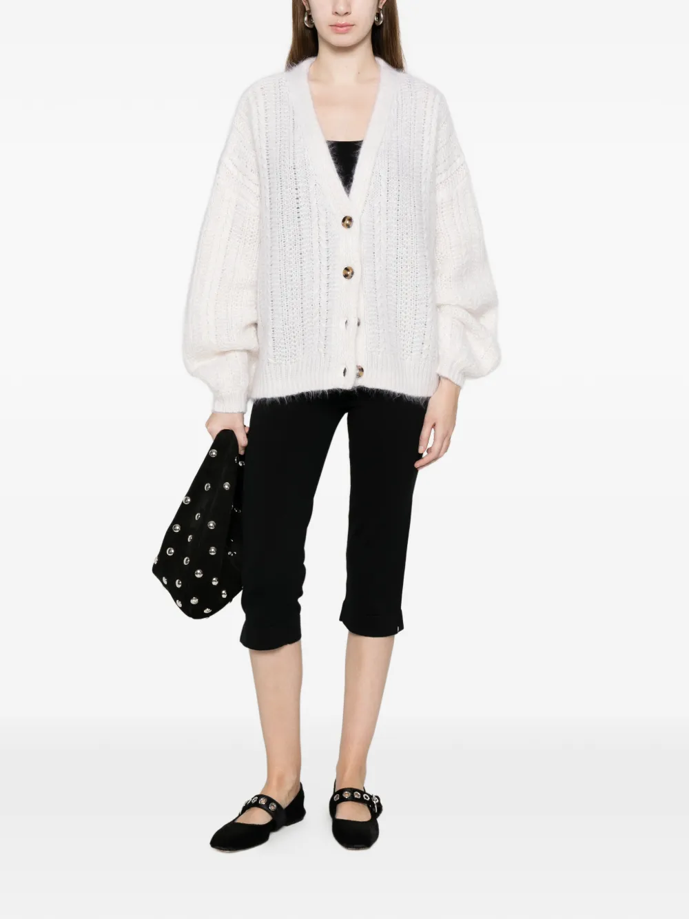  Soft Goat Buttoned Cardigan - White 