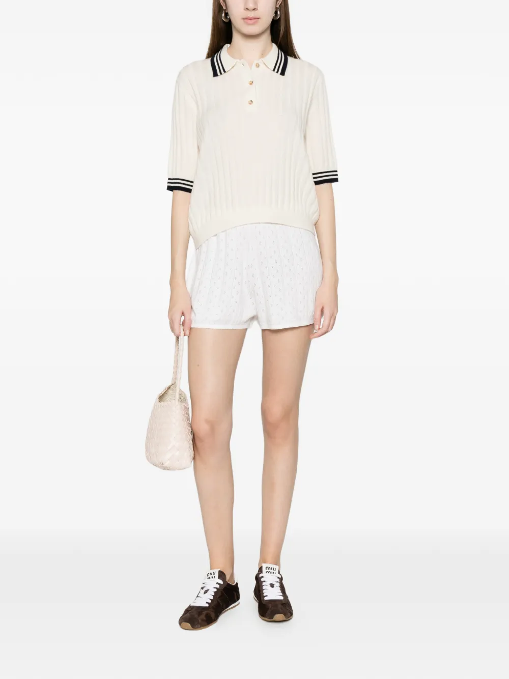 Striped-Detail Polo Top 