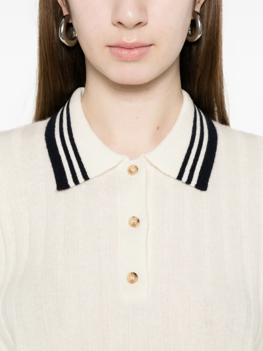 Striped-Detail Polo Top 